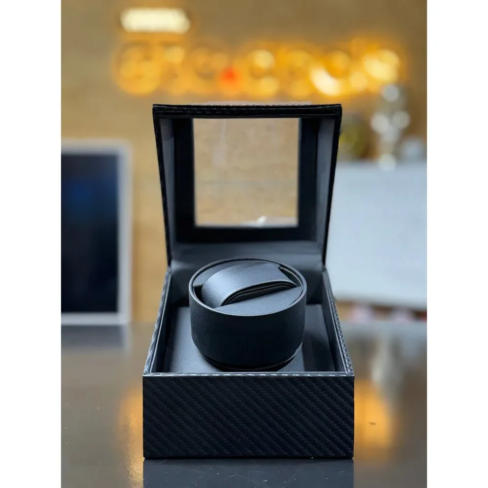 CARBON FIBER STYLE SINGLE AUTOMATIC WATCH WINDER – DISPLAY CASE